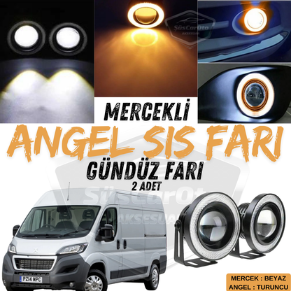 Peugeot Boxer Uyumlu Üniversal Mercekli Angel Sis Farı Metal Su Geçirmez 76 mm Turuncu Halkalı Gündüz Farı Angel Eyes 2 Adet image 0