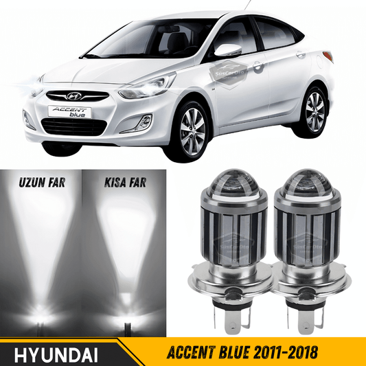 Hyundai Accent Blue 2011-2018 Uyumlu Mercekli Far Ampulü Led Xenon Beyaz Renk Far Şimşek Etkili CSP Led Lamba Uzun Kısa 2 Adet Takım image 0