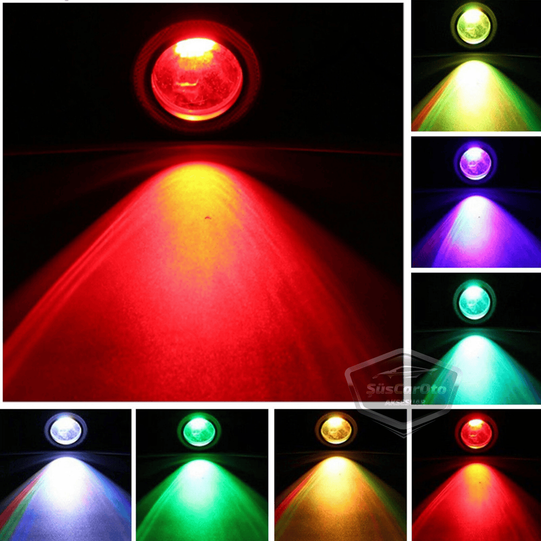 Üniversal Kumandalı RGB Mercekli Angel Sis Farı Metal Su Geçirmez 76 mm Beyaz Halkalı Gündüz Farı Angel Eyes 2 Adet image 4