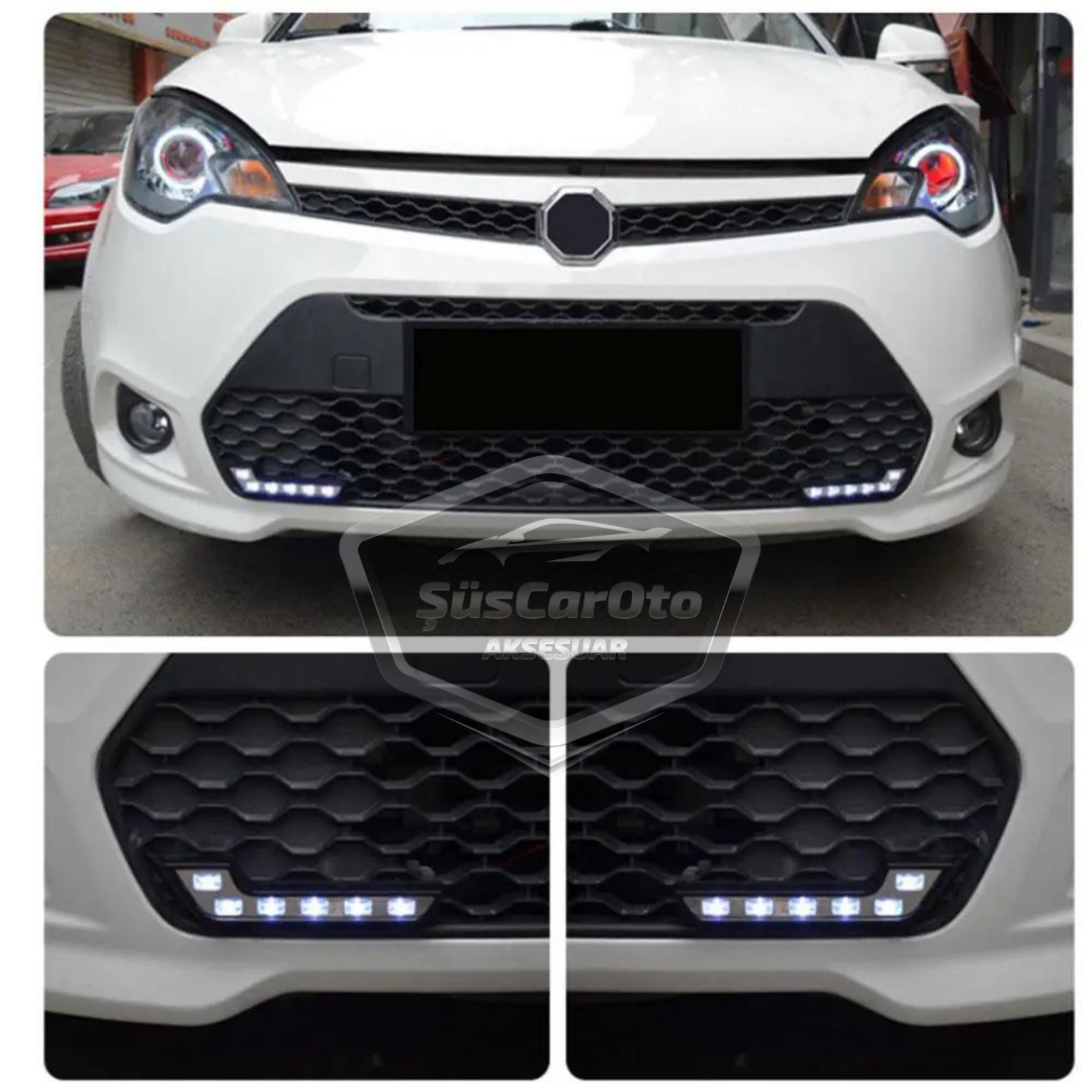 Üniversal 6 Led Mercedes Tip Gündüz Ledi Araba Gündüz Farı Araç Oto DRL Led Lamba Güçlü Işık 12V Su Geçirmez Beyaz 2 Adet image 8