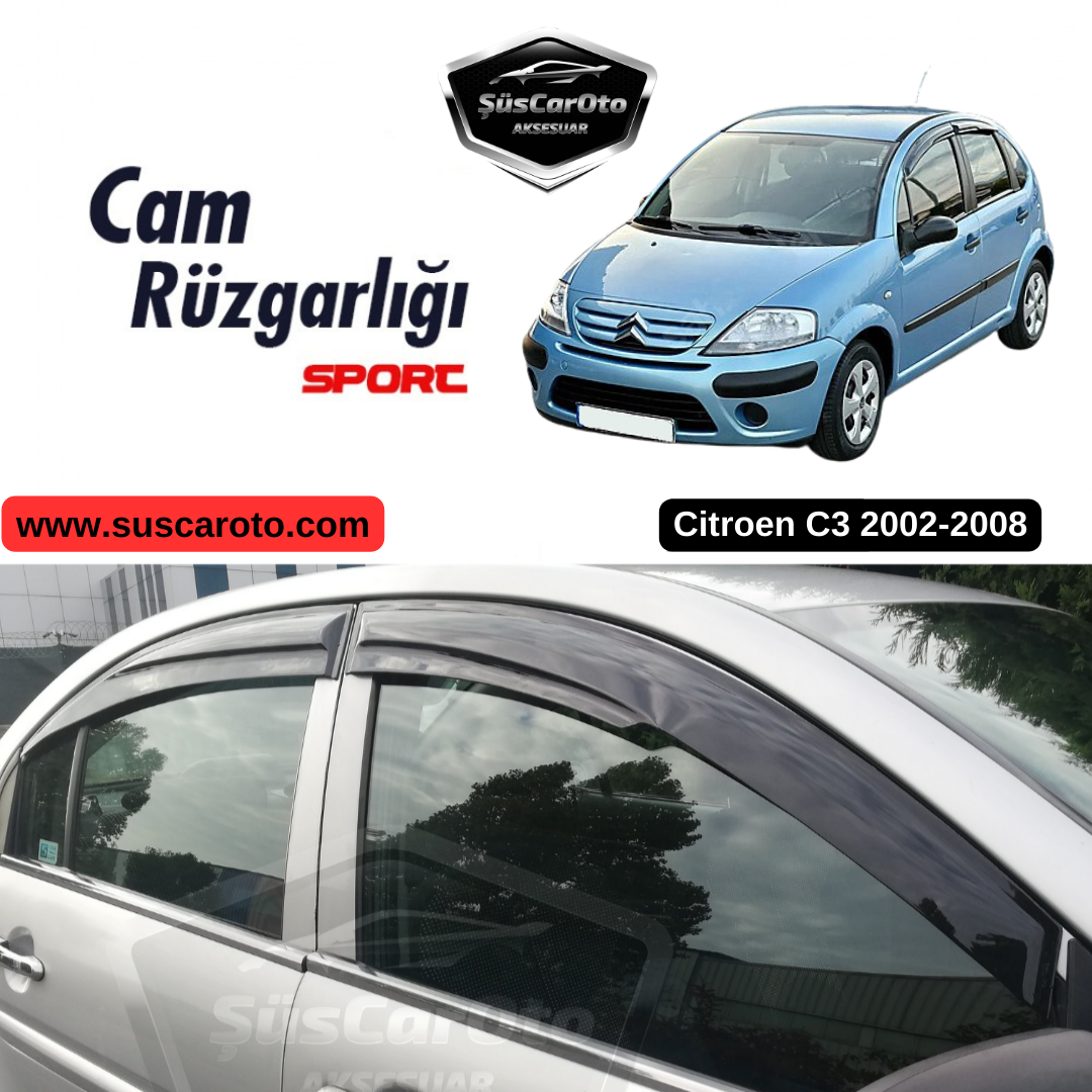 Citroen C3 2002-2008 Uyumlu Mugen Cam Rüzgarlığı Seti Piano Black 4'lü İthal image 0