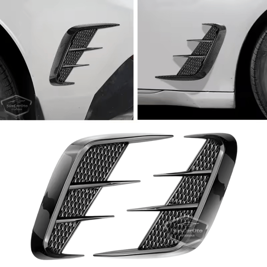Üniversal Her Araca Uyumlu Piano Black Esnek Tampon Kaput Çamurluk Venti Izgarası Spor Görünümlü 1.Sınıf İthal Sağ Sol 2 Adet image 0