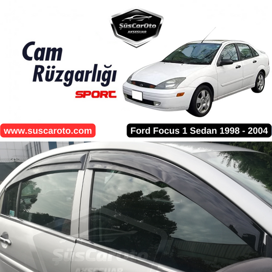 Ford Focus 1 Sedan 1998-2004 Uyumlu Mugen Cam Rüzgarlığı Seti Piano Black 4'lü İthal image 0