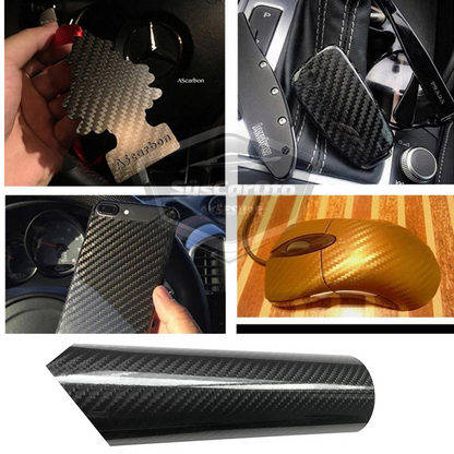 5D Ultra Parlak Karbon Fiber Folyo Film 30 x100 cm Hava Kanallı Yapışkanlı Laptop Cep Telefonu Araç Kaplama Folyosu Çok Amaçlı Jelatinli Siyah image 6
