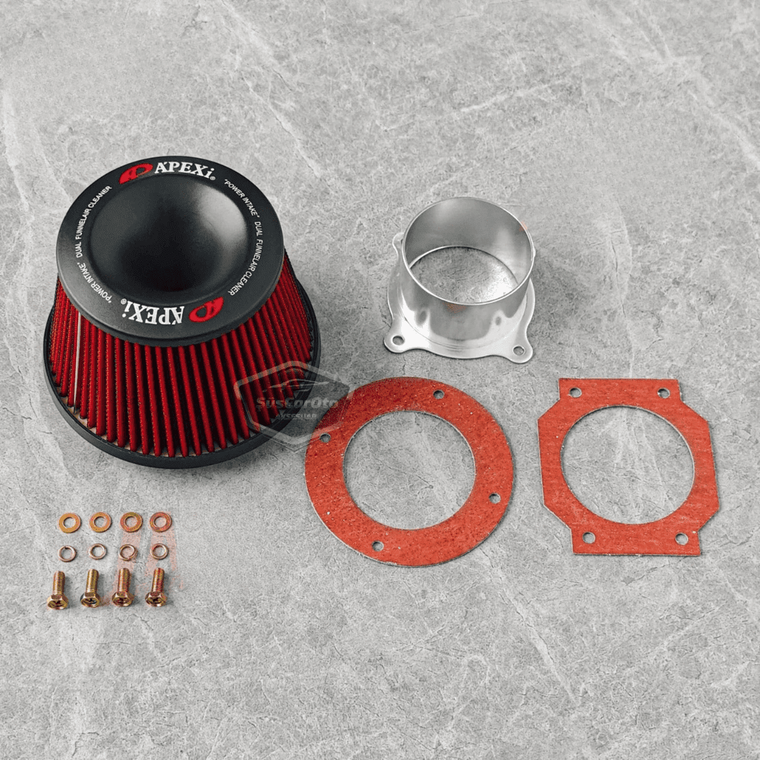 Apexi Universal Performans ve Ses Arttırıcı Aparatlı Açık Hava Filtresi Seti +6 Hp Dual Funnel Kırmızı 76 mm image 2