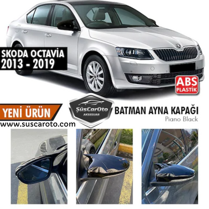 Skoda Octavia 2013-2020 Batman Yarasa Ayna Kapağı Piano Black ABS Plastik image 0