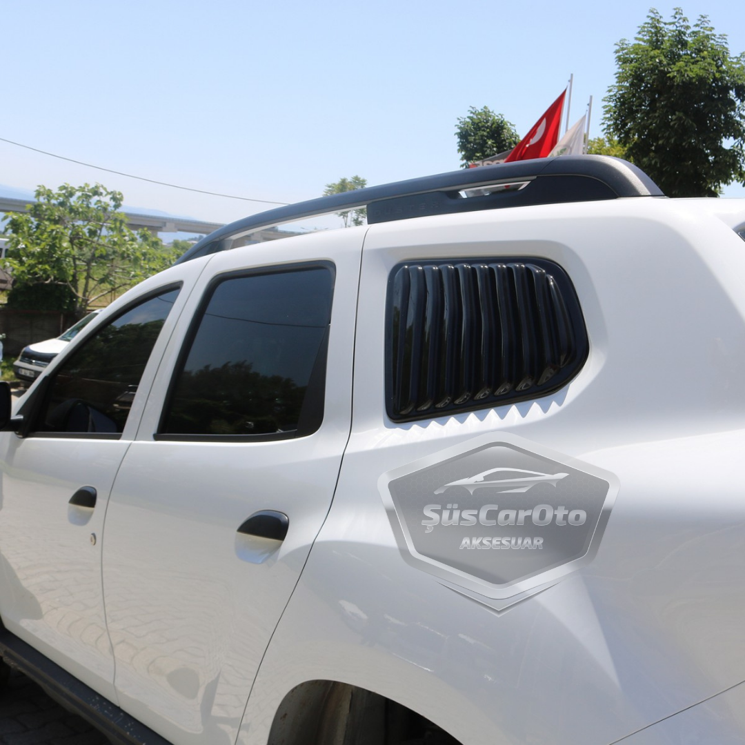 Dacia Duster 2018 Sonrası Uyumlu Kelebek Cam Izgarası Kelebek Cam Vizörü Havalandırma Sağ Sol Takım Parlak Siyah image 2