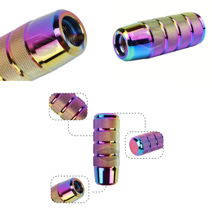 Üniversal 9.5 cm JDM Metal Spor Görünümlü Vites Topuzu Aparatlı Alüminyum Alaşım Otomatik-Manuel Yarış Vites Kolu Bukalemun Neo Krom image 2