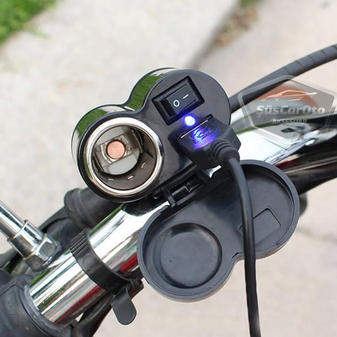 Motosiklet Atv Elektrikli Bisiklet Jetski 12-45V Çakmaklık/USB Şarj Soketi Su Geçirmez Gidon Montaj Çok Fonksiyonlu USB Şarj Cihazı image 7