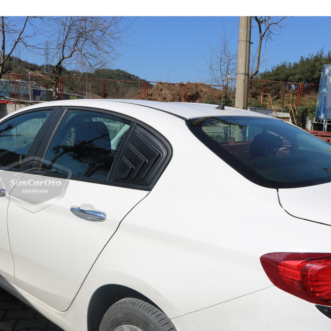 Fiat Egea Sedan 2015 Sonrası Kelebek Cam Izgarası Kelebek Cam Vizörü Havalandırma Sağ Sol Takım Parlak Siyah image 3