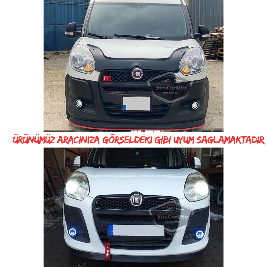 Fiat Doblo D3 2010-2015 Uyumlu Üniversal Mercekli Angel Sis Farı Metal Su Geçirmez 76 mm Buz Mavi Halkalı Gündüz Farı Angel Eyes 2 Adet image 2