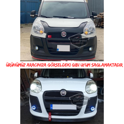 Fiat Doblo D3 2010-2015 Uyumlu Üniversal Mercekli Angel Sis Farı Metal Su Geçirmez 76 mm Buz Mavi Halkalı Gündüz Farı Angel Eyes 2 Adet image 2