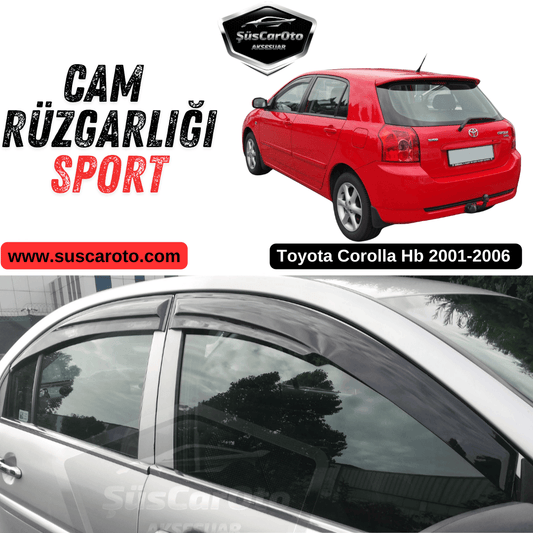 Toyota Corolla Hb 2001-2006 Uyumlu Mugen Cam Rüzgarlığı Seti Piano Black 4'lü İthal Parlak Siyah image 0