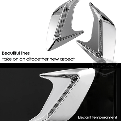 Üniversal Krom Kaput Çamurluk Venti Izgarası Sağ Sol 2 Adet Mini Scoop Vent Spor Görünümlü 1.Sınıf İthal Sağ Sol 2 Adet Silver Gümüş ONP165 image 5