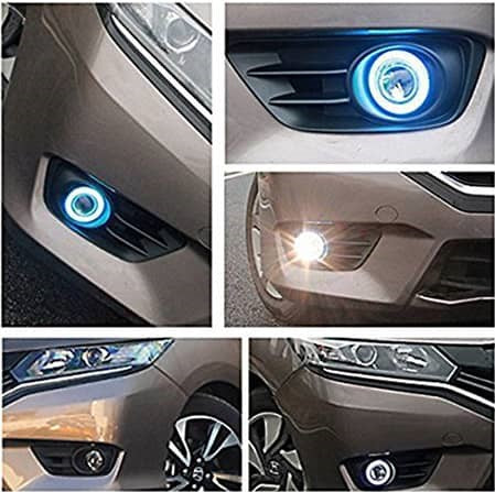 Üniversal Mercekli Angel Sis Farı Metal Su Geçirmez 89 mm Buz Mavi Halkalı Angel Eyes Kumandalı Çakarlı image 2