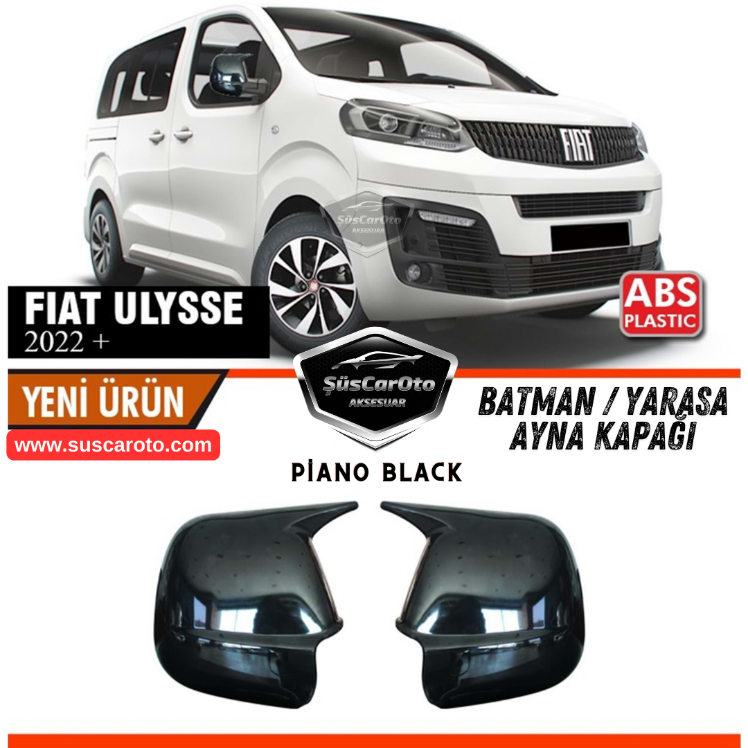 Fiat Ulysse 2022 Sonrası Uyumlu Batman Yarasa Ayna Kapağı Piano Black ABS Plastik Sağ Sol Takım image 0