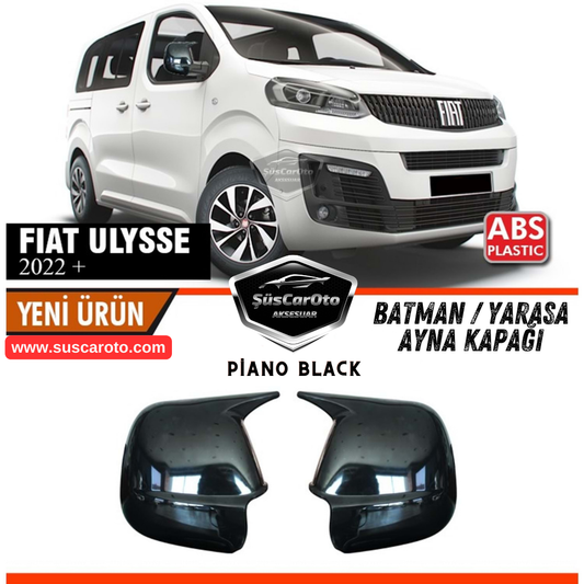 Fiat Ulysse 2022 Sonrası Uyumlu Batman Yarasa Ayna Kapağı Piano Black ABS Plastik Sağ Sol Takım image 0