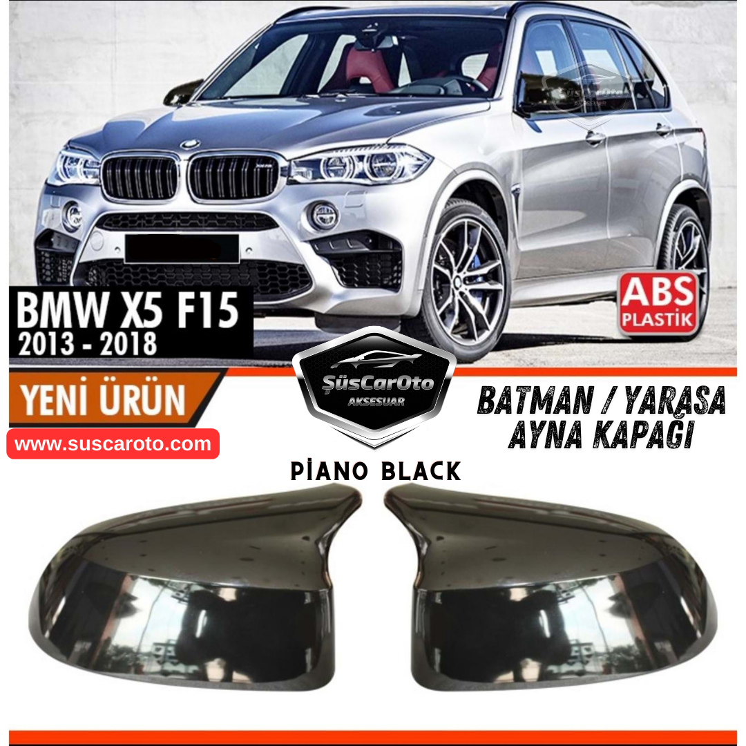 BMW X5 F15 2013-2018 Uyumlu Batman Yarasa Ayna Kapağı Piano Black ABS Plastik Sağ Sol Takım image 0