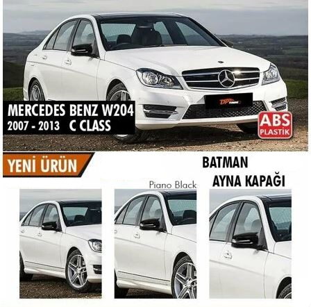 Mercedes Benz W204 2007-2014 Batman Yarasa Ayna Kapağı Piano Black ABS Plastik image 0
