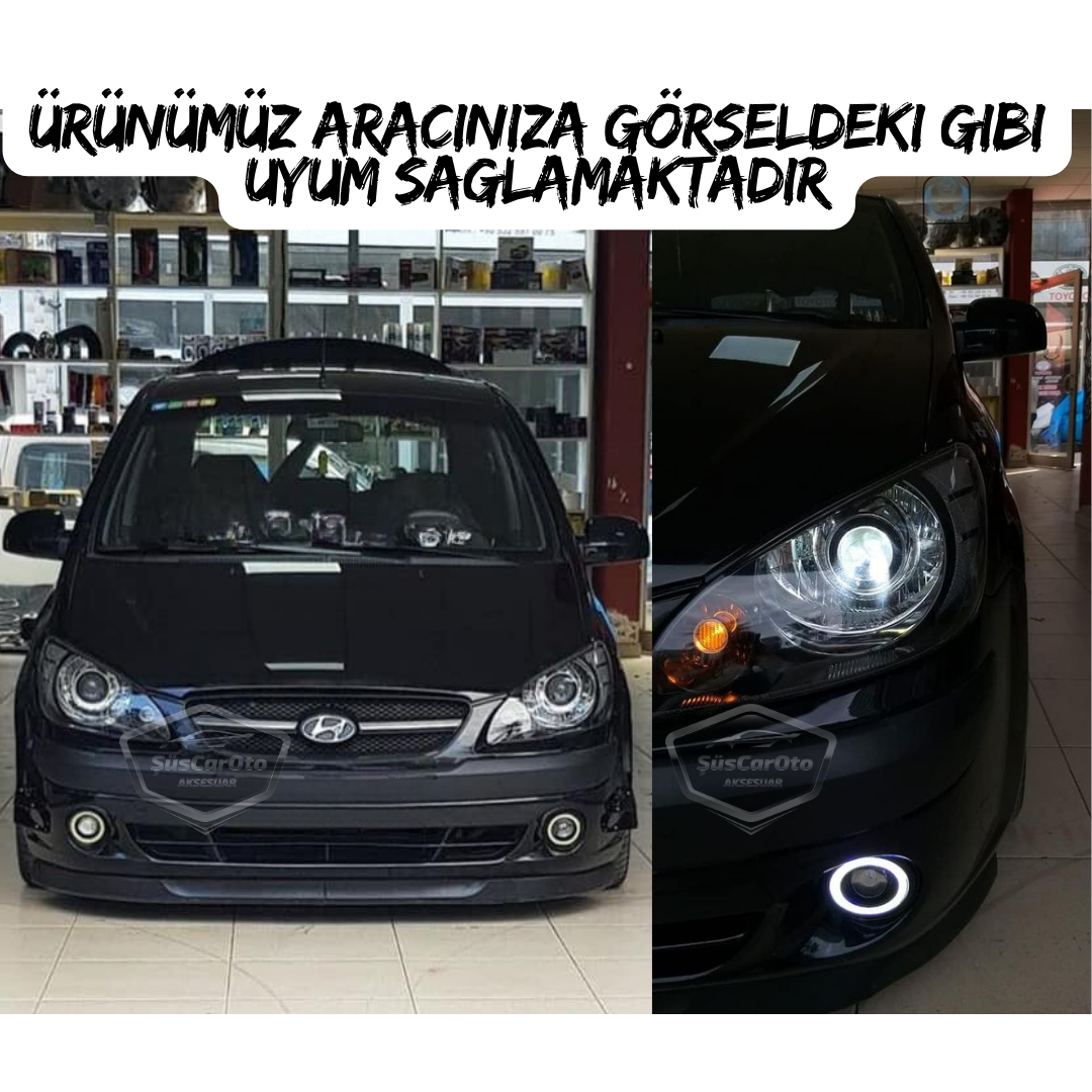 Hyundai Getz 2002–2011 Uyumlu Üniversal Mercekli Angel Sis Farı Metal Su Geçirmez 76 mm Sarı Halkalı Gündüz Farı Angel Eyes 2 Adet image 2