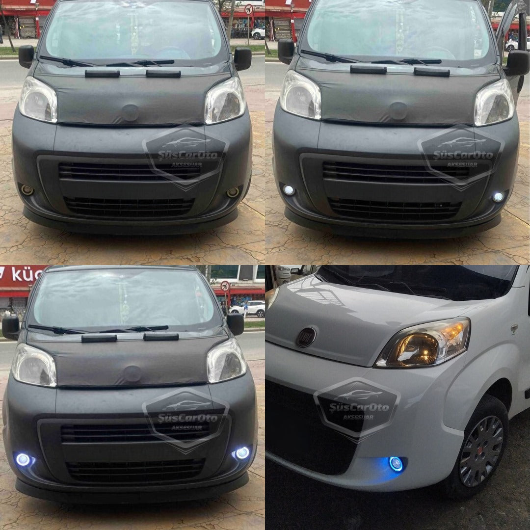 Peugeot Bipper 2008-2022 Uyumlu Üniversal Mercekli Angel Sis Farı Metal Su Geçirmez 76 mm Buz Mavi Halkalı Gündüz Farı Angel Eyes 2 Adet image 1