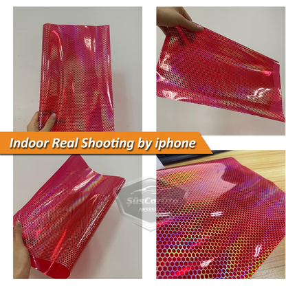 Kırmızı Hologram Petek Desen Far Stop Filmi Far Folyosu Far Çizik Çizilme Engelleyici Folyo 100 x 30 cm image 4