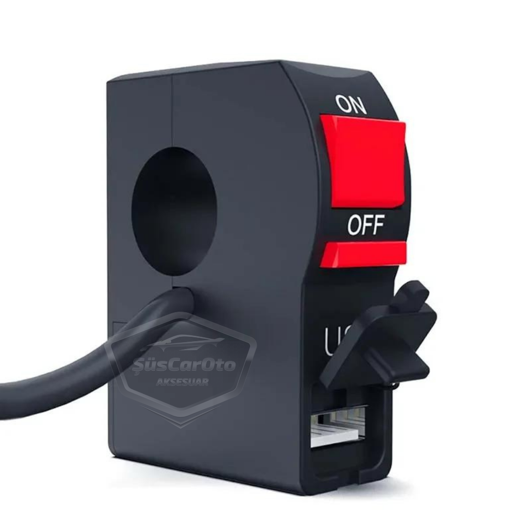 Motosiklet Atv Elektrikli Bisiklet Jetski 12V Açma Kapama Düğmesi Butonu Far Anahtarı USB Şarj Soketi Su Geçirmez 22 mm Gidon Montaj Çok Fonksiyonlu USB Şarj Cihazı image 7
