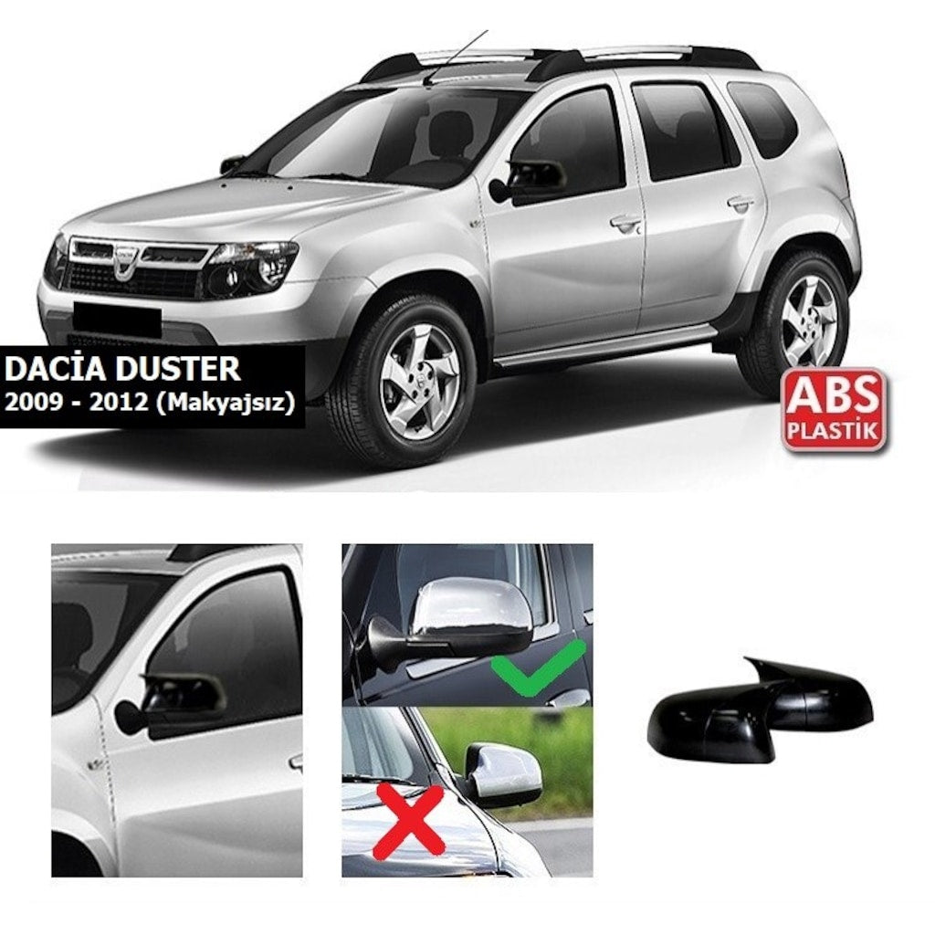 Dacia Duster 2009-2012 Makyajsız Batman Yarasa Ayna Kapağı Piano Black ABS Plastik image 0