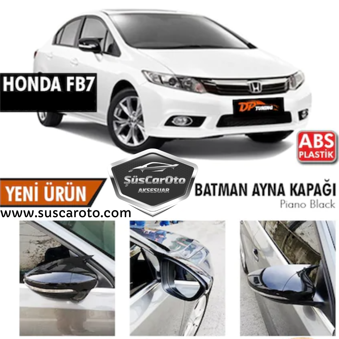 Honda Civic FB7 2012-2016 Batman Yarasa Ayna Kapağı Piano Black ABS Plastik image 0