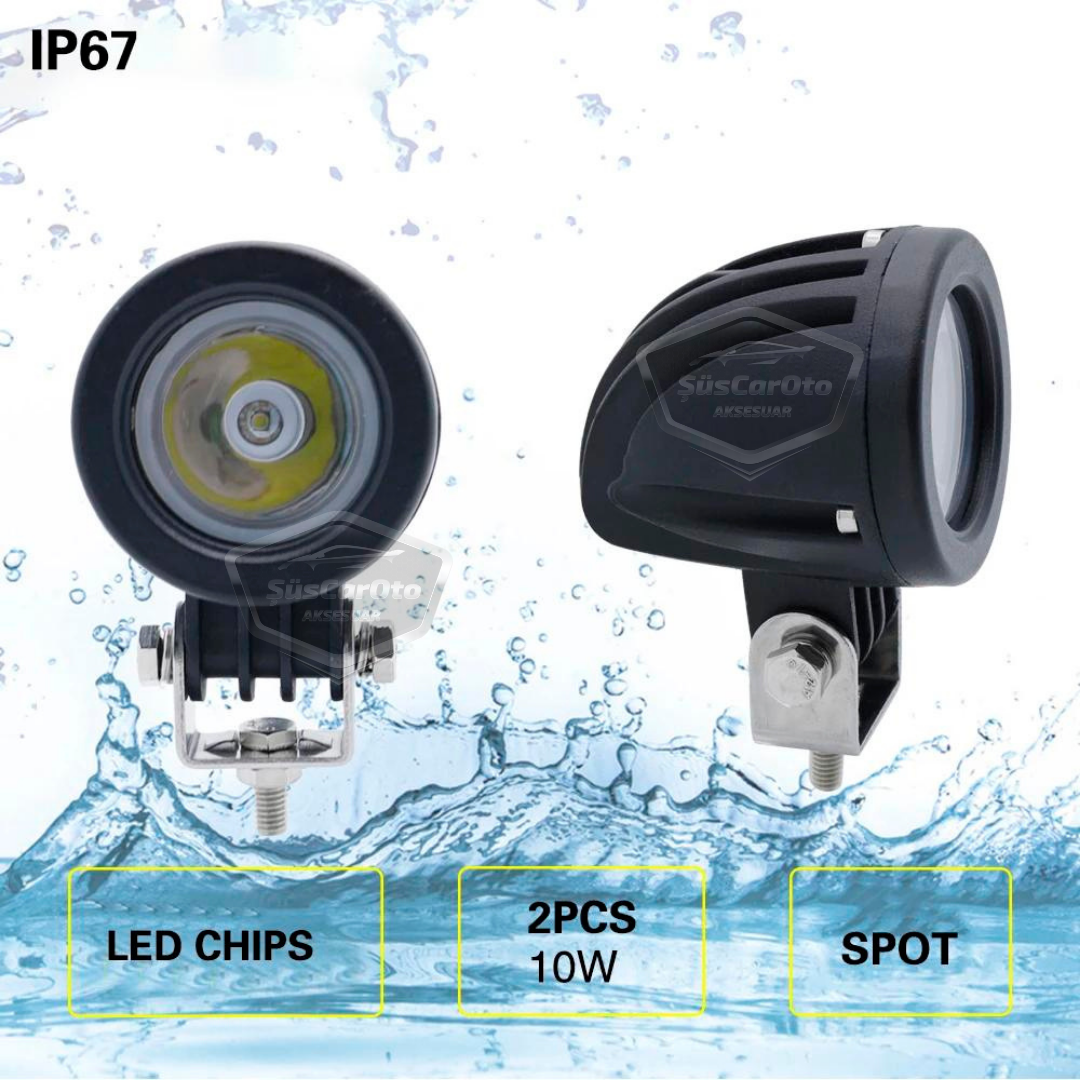 Yuvarlak Tek Led Bar Beyaz Sis Farı Araç Motosiklet Off Road Atv Forklift Led Lamba Projektör Metal Arazi Çalışma Lambası 2 Adet 10w image 2