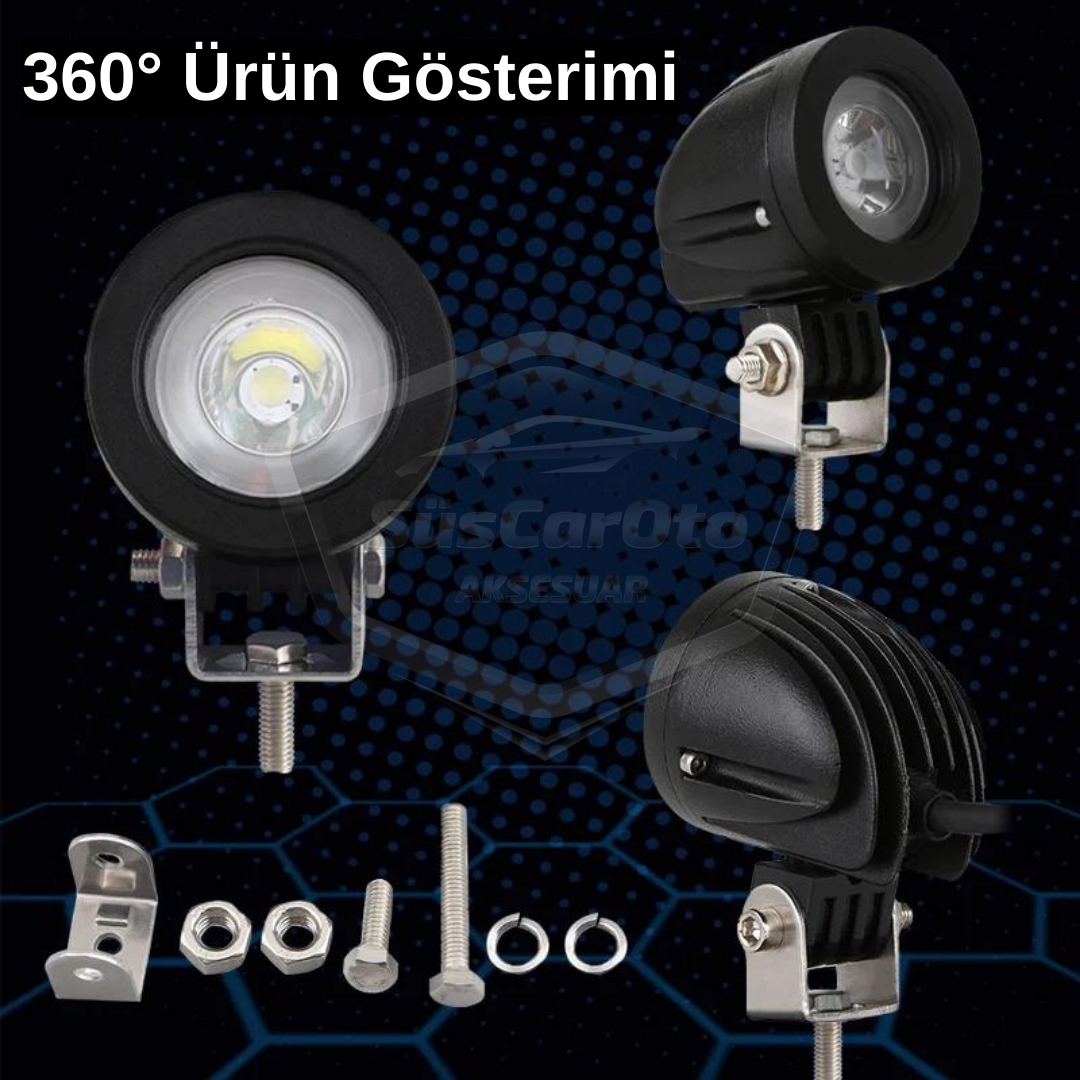 Yuvarlak Tek Led Bar Beyaz Sis Farı Araç Motosiklet Off Road Atv Forklift Led Lamba Projektör Metal Arazi Çalışma Lambası 2 Adet 10w image 7