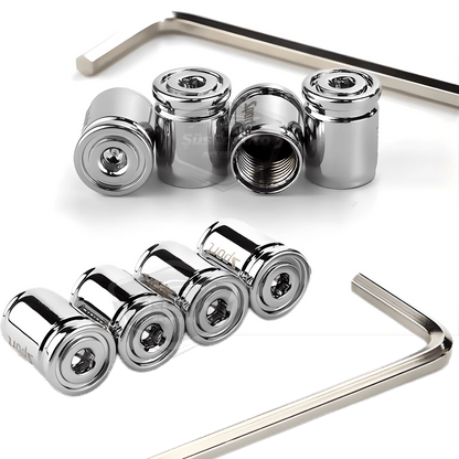 Kilitlemeli Sibop Kapağı Alyanlı Sibop Kapağı Araba Motosiklet Bisiklet Metal Sıkmalı Silver Gümüş 4 lü Set image 1