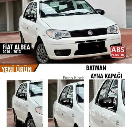Fiat Albea 2010-2013 Batman Yarasa Ayna Kapağı Piano Black ABS Plastik image 0