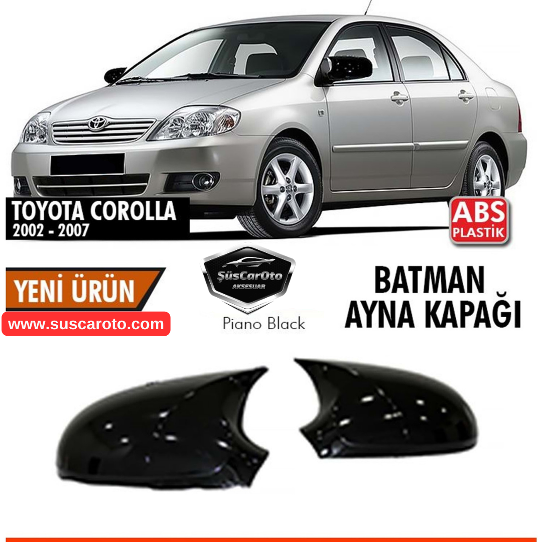 Toyota Corolla E120 2002-2006 Sinyalsiz Uyumlu Batman Yarasa Ayna Kapağı Piano Black ABS Plastik image 0