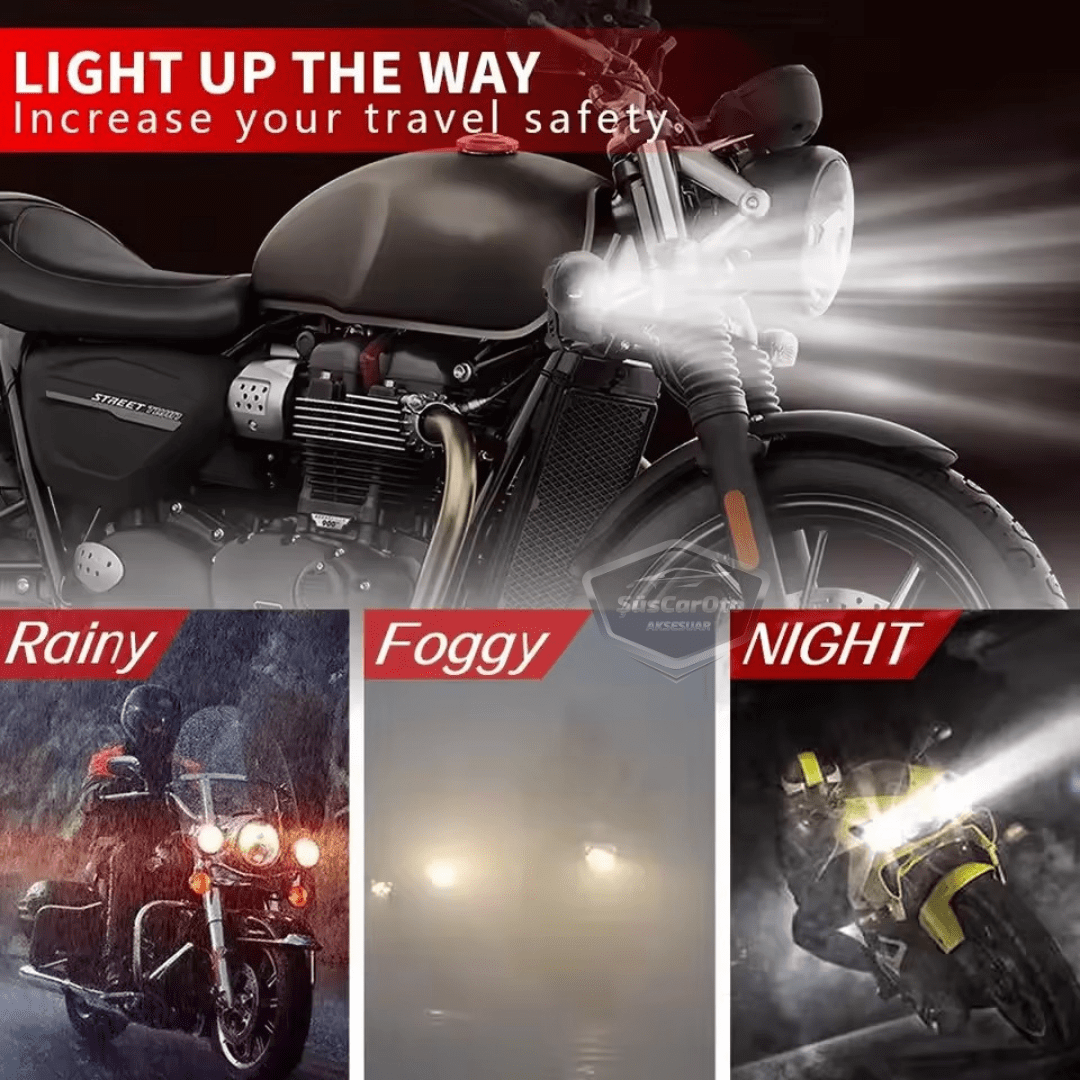 Universal Kurukafa Sis Farı Çakarlı Çift Renk Sarı-Beyaz 9-60V Kafatası Araç Motosiklet Off Road Led Lamba Delici Yayıcı Projektör 50W Metal Arazi Çalışma Lambası 1 Adet Krom image 9