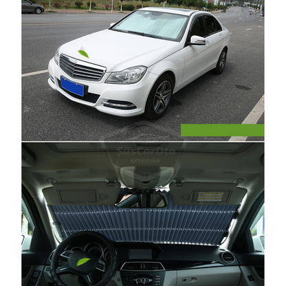 Oto Katlanır Akordiyon Güneşlik Ön Arka Cam Gölgelik Metalize Trapez Sürgülü Yeni Nesil Güneş Koruyucu Oto Araba Suv Tır 70 cm x 150 cm image 5