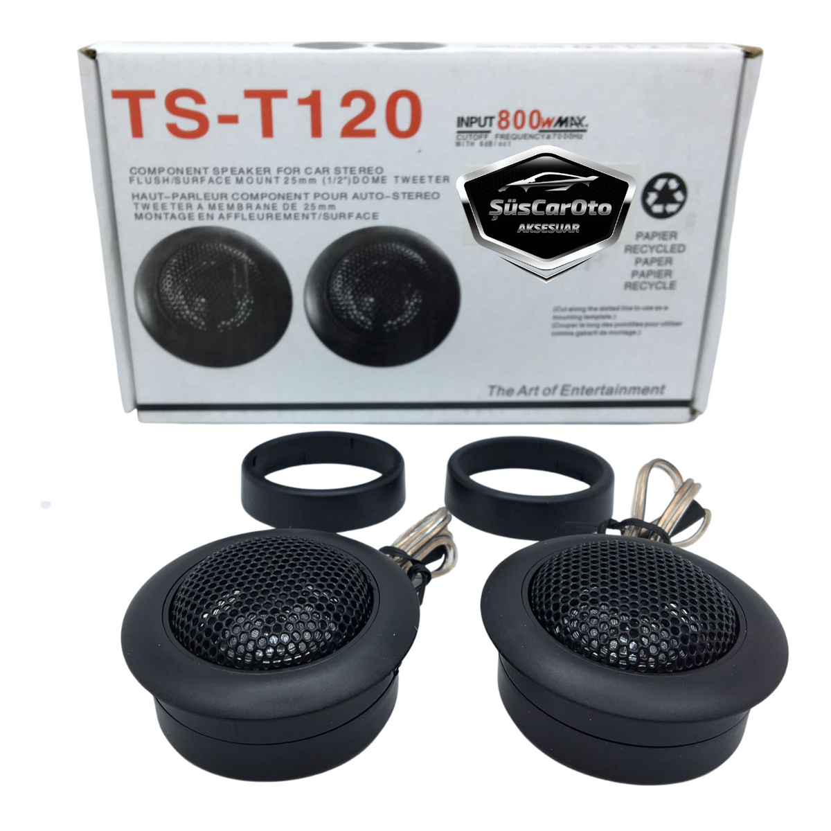 ŞüsCarOto TS-T120 Oto Araç Kapaklı Tweeter Küçük Hoparlör 800W 2'li Takım image 0