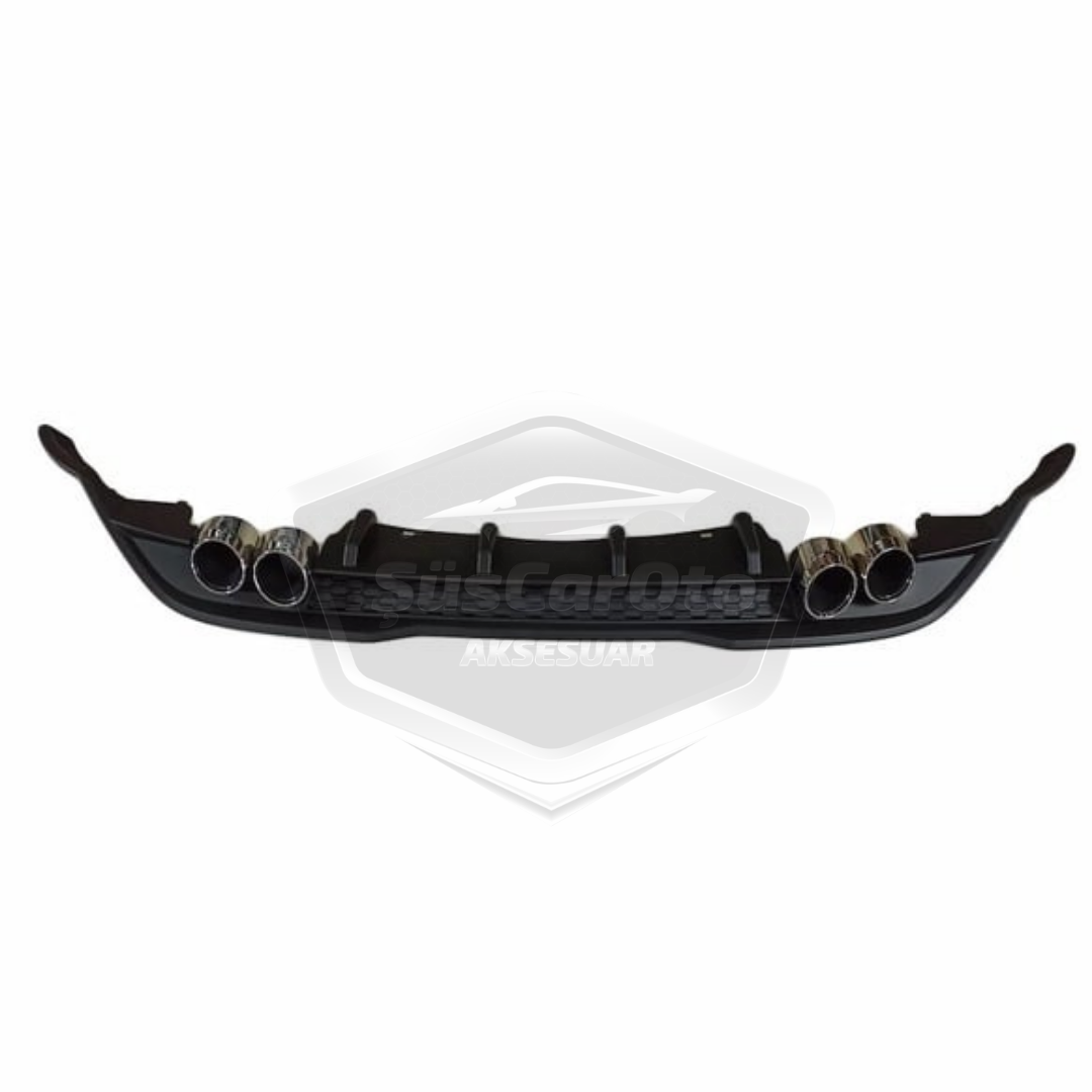 Vw Polo MK6 2018 Sonrası Araca Özel Mat Siyah Arka Difüzör Tırnaklı 4 Krom Egzoz Çıkışlı Arka Tampon Eki İthal 1.Sınıf image 9