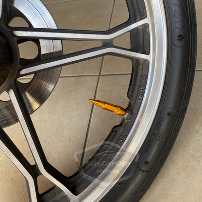Sivri Sibop Kapağı Mermi Sibop Kapağı Araba Motosiklet Bisiklet Metal 4 lü Set Altın Sarı image 6