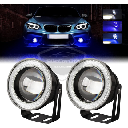 Ford Focus 2.5 2009-2011 Uyumlu Üniversal Mercekli Angel Sis Farı Metal Su Geçirmez 76 mm Mavi Halkalı Gündüz Farı Angel Eyes 2 Adet image 5