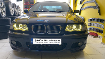 BMW E46 318 320 325 330 CCFL Angel Eyes Sarı Encıl Seti Far Halkası image 1