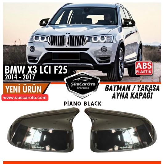 BMW X3 LCI F25 2014-2017 Uyumlu Batman Yarasa Ayna Kapağı Piano Black ABS Plastik Sağ Sol Takım image 0