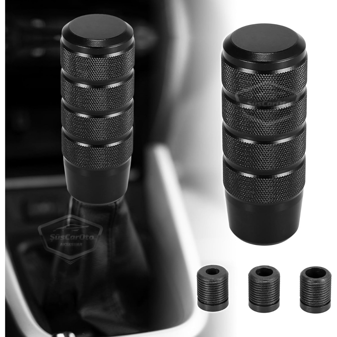 Üniversal 9.5 cm JDM Metal Spor Görünümlü Vites Topuzu Aparatlı Alüminyum Alaşım Otomatik-Manuel Yarış Vites Kolu Siyah image 0