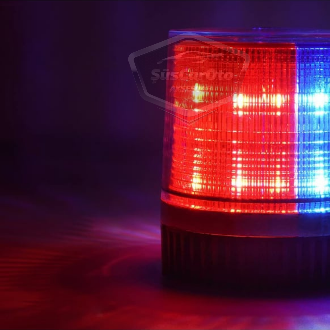 Mıknatıslı Çakarlı Tavan Tepe Lambası Yuvarlak Tip Polis Çakar Çakmaklık Girişli Su Geçirmez Kırmızı Mavi 12-24V Tepe Çakar image 6