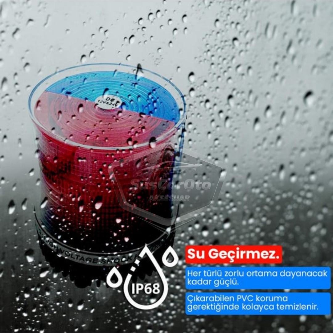Mıknatıslı Çakarlı Tavan Tepe Lambası Yuvarlak Tip Polis Çakar Çakmaklık Girişli Su Geçirmez Kırmızı Mavi 12-24V Tepe Çakar image 8
