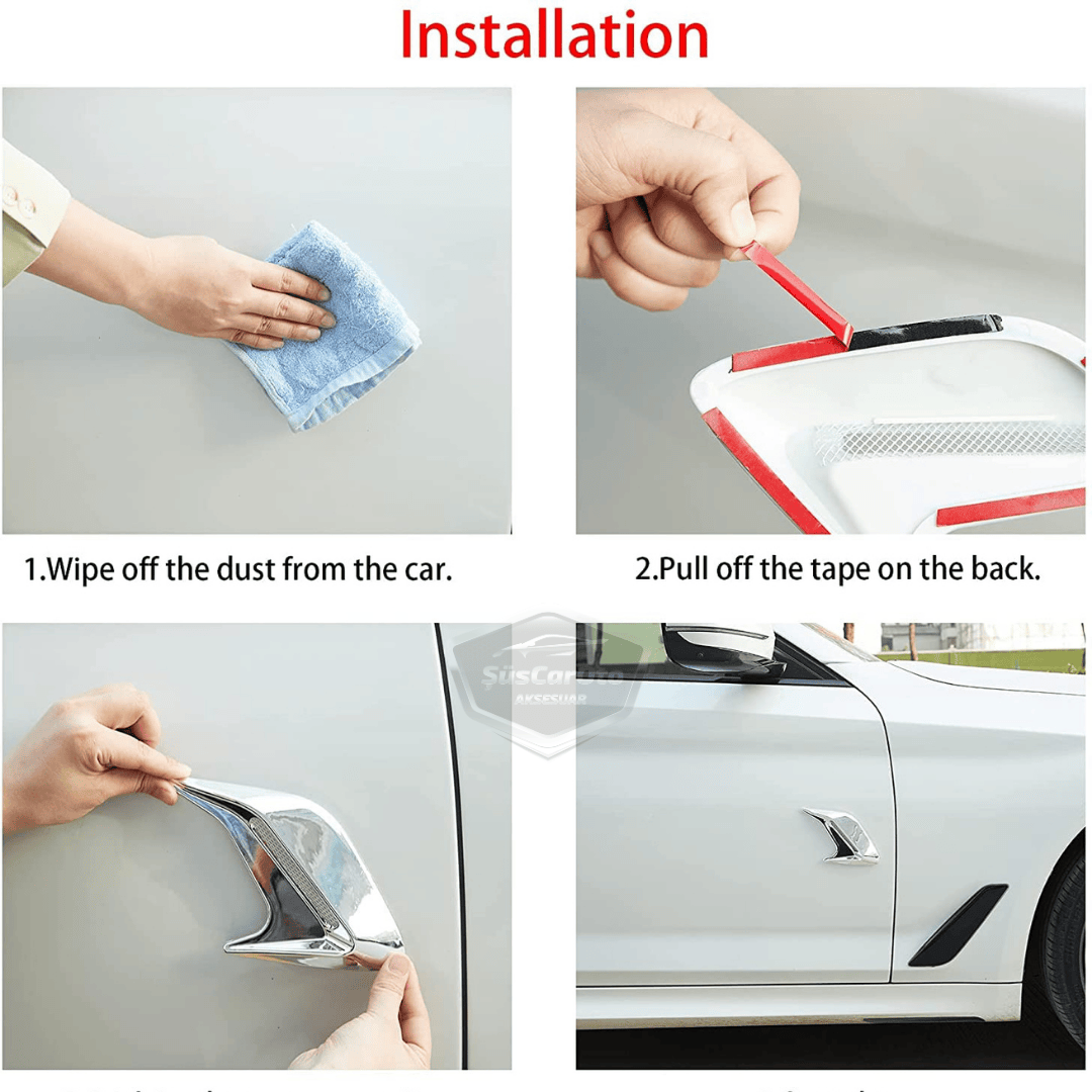 Üniversal Krom Kaput Çamurluk Venti Izgarası Sağ Sol 2 Adet Mini Scoop Vent Spor Görünümlü 1.Sınıf İthal Sağ Sol 2 Adet Silver Gümüş ONP165 image 6