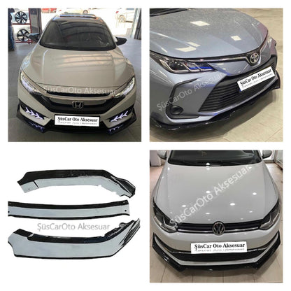 Toyota Corolla Esnek 3 Parça ABS Lip Piano Black Flaplı Kanatlı image 4