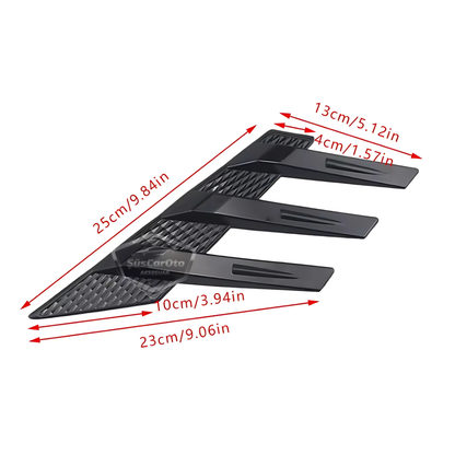 3D Sportif Üniversal Her Araca Uyumlu Arka Cam Havalandırma Venti Air Scoop İthal Dekor Ventil 2 Parça Siyah Sağ Sol Takım image 3