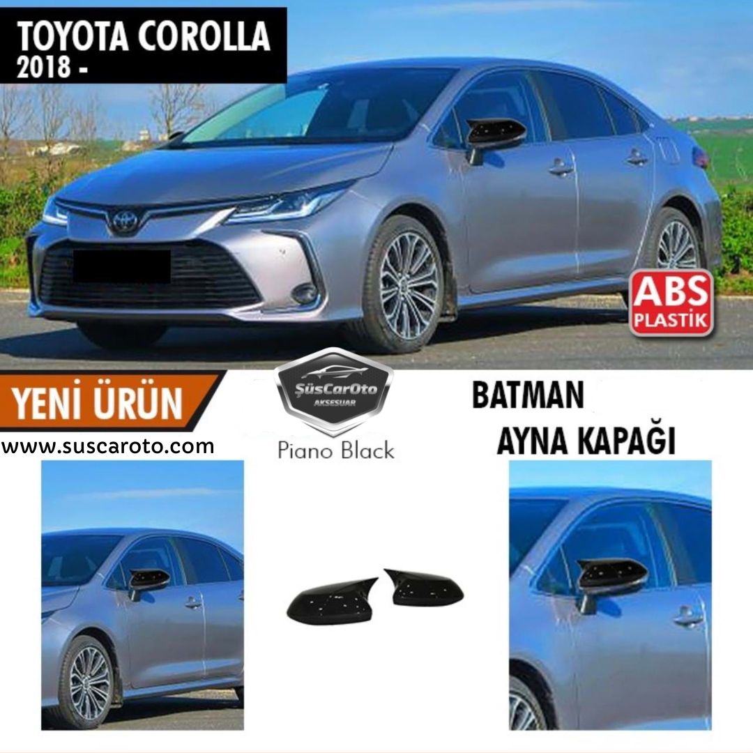 Toyota Corolla 2018 Sonrası E210 Batman Yarasa Ayna Kapağı Piano Black ABS Plastik image 0