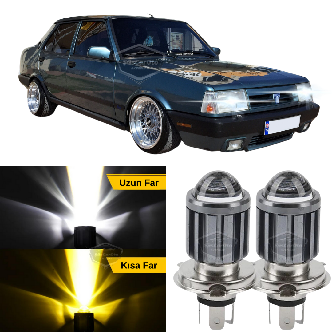 Tofaş Şahin Doğan Kartal 131 Uyumlu Mercekli Far Ampulü Led Xenon Çift Renk Sarı-Beyaz Far Şimşek Etkili CSP Led Lamba Uzun Kısa 2 Adet Takım image 0